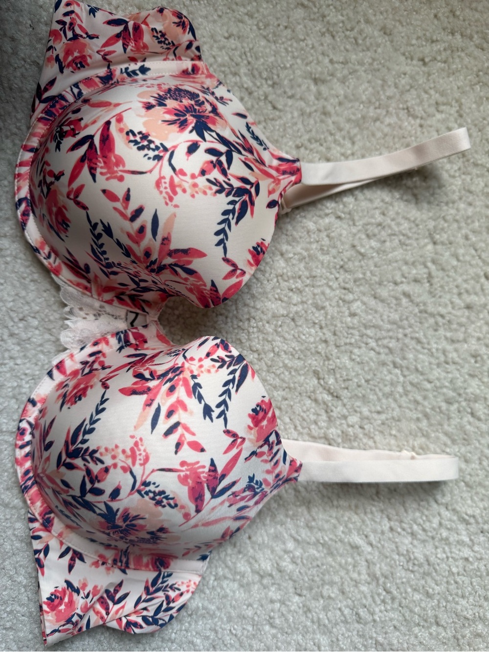 Maidenform Pink White Floral Molded T-Shirt Bra